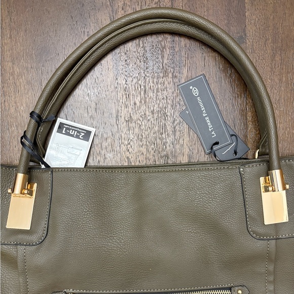 NWT La Terre Fashion Tote Handbag and Wallet 2 in 1 Olive Green - Picture 3 of 8
